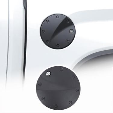 Imagem de Tampa protetora de tanque de combustível de gás compatível com Toyota Tundra 2022-2025 liga de alumínio tampa de trava antifurto tampa de porta de tanque de combustível tampa de porta de óleo de carro