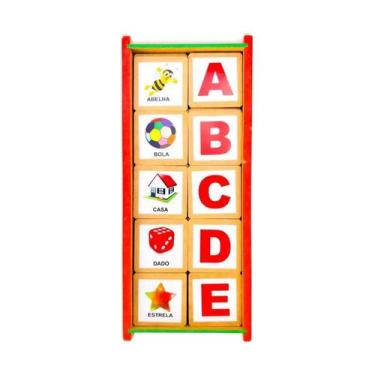 Imagem de Alfabeto Ilustrado de Madeira - 52 Peças - BRINQUE E LEIA