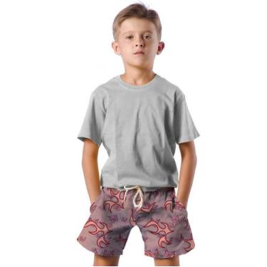 Imagem de Shorts Infantil Bermuda Calção Praia Verão Riscos Raios Butterlfy Borb
