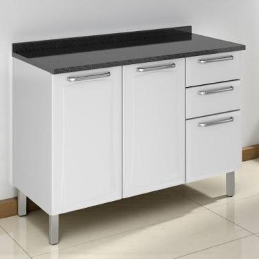 Imagem de Balcão Cozinha em Aço 3 Portas 2 Gavetas 120cm com Tampo Dobradiças Sl