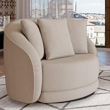 Imagem de Poltrona Decorativa Base Giratória Galáxia com Almofadas Linho Off White G45 - Gran Belo