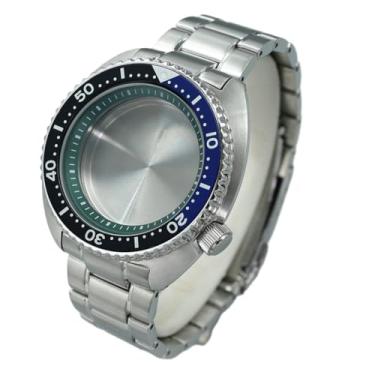 Imagem de FEIYASHI Caixa de relógio masculina clássica de aço de mergulho 316L de 45 mm, vidro de safira à prova d'água, 100 m, para peças de relógio de movimento NH35 NH36 NH34, Anel capítulo verde 1, For NH35