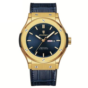 Imagem de Relógio De Quartzo Masculino Com Mostrador Luminoso Design Casual Impermeavel 3atm Azul Dourado