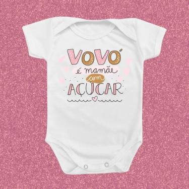 Imagem de Roupinha Body de Bebê Vovó é mamãe com açúcar Menina Menino Presente T
