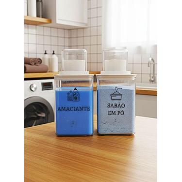 Imagem de Kit Dispensers Lavanderia 1,3L Amaciante, Alvejante, Sabão em Pó - Par