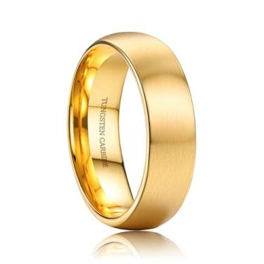 Imagem de ORAZIO Anéis de casamento de tungstênio para homens 6/8 mm aliança de casamento masculina preto/prata/banhado a ouro, acabamento fosco escovado borda polida aliança de compromisso masculino joia