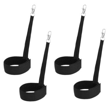 Imagem de 4 peças de trelas de nylon para luvas de esqui com botão de metal, alça de segurança, tiras de pulso, clipes de estilingue práticos, acessórios de esqui para esportes de inverno e neve para pendurar