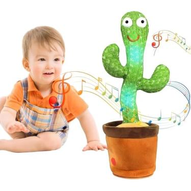 Imagem de Cacto Dançante e Falante Interativo Repete Voz Brinquedo Pisca e Toca Músicas Fantasia Engraçado Premium Divertida.