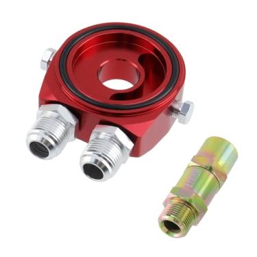 Imagem de Modengzhe 1 peça adaptador sanduíche filtro refrigerador de óleo, liga de alumínio universal AN10 filtro termostato adaptador de remetente de óleo, vermelho