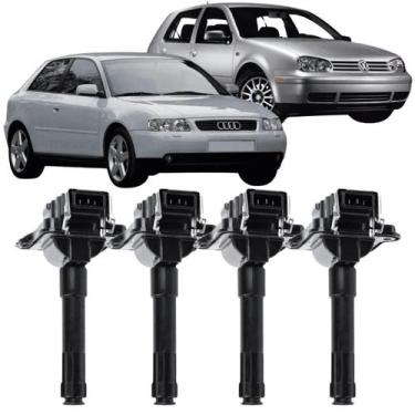 Imagem de Kit 4 Bobina Ignicao Golf Gti 1.8 Turbo Audi A3 A4 1.8 Turbo - HD