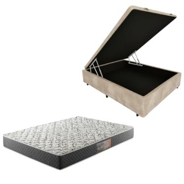 Imagem de Cama Box Baú Blindada com Colchão de Espuma D33 20cm (SUEDE BEGE, Casal)