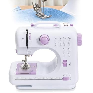 Imagem de MáQuina De Costura PortáTil Com 12 Tipos De Pontos, Luz Led E Pedal, AjustáVel E Com Enrolamento AutomáTico. Ideal Para Iniciantes Na Costura De Roupas, Meias E LençóIs
