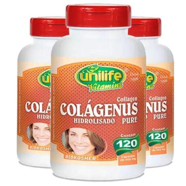 Imagem de Kit 3 Colágeno Hidrolisado Colágenus 120 Cápsulas Unilife