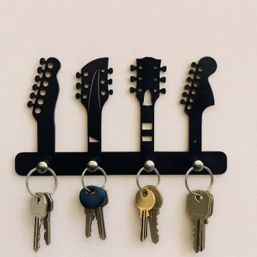 Imagem de Porta Chave Parede Decorativo Organizador Ganchos Guitarras