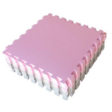 Imagem de Kit 10 Tatame Tapete EVA Rosa Claro e Cinza 50x50x2cm 20mm