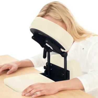 Imagem de TOROKOM Kit de massagem portátil de massagem virada para baixo para mesa e mesa, apoio de cabeça ajustável, suporte de travesseiro de rosto e almofada de peito, branco