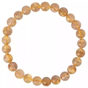 Imagem de Pulseira de miçangas de quartzo rutilado dourado natural de 6 mm para mulheres
