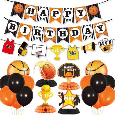 Imagem de Kit de decoração de festa de basquete, 14 peças com tema de basquete