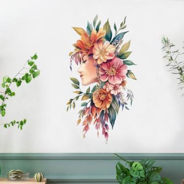 Imagem de Adesivos de parede Aquarela Floral Woman PVC 29x50cm - yiweisai