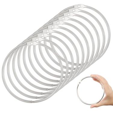 Imagem de 10 peças de anéis de fichário de folhas soltas de 10 cm, anéis de livro de aço niquelado extragrande para cartões de índice, chaveiros, artesanato DIY, fotos, arquivos, escritório e organização