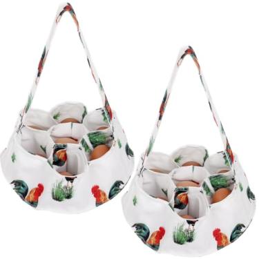 Imagem de Mini 2 cestas, tela para colecionar ovos, 7 cestos, galinha de pato de ganso com jardim de fazenda, 7 bolsos, mini bolsas de ovos para cesta de cozinha, cesta de transporte de pássaros para fazenda