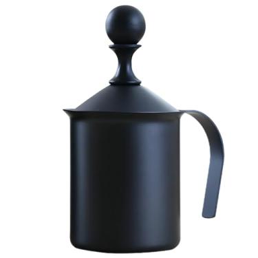 Imagem de Espumador de leite manual preto 400 cc, prensa japonesa de aço, filtro de camada dupla, fogão não eletromagnético