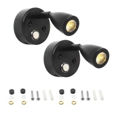 Imagem de Conjunto de 2 lâmpadas de leitura LED 12V Rv, luz de cabeceira regulável de 3 cores com controle de toque, porta USB, suporte de parede ajustável para barcos e campistas