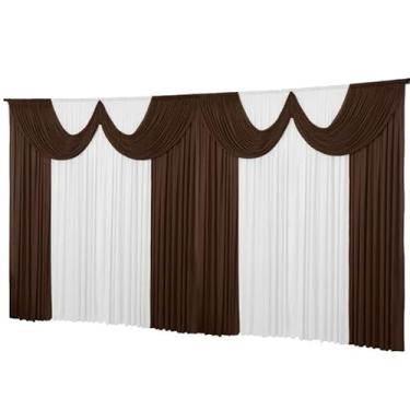 Imagem de Cortina Para Igreja Sala Eventos Festas 100% Poliester Premium(Marrom/branco,Cortina 6 metros)