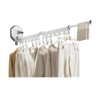 Imagem de Hhsdyl Varão Suspenso Robusto, Cabide de Parede com Braço Articulado, Estendal de Roupa com Rotação de 180° e Economia de Espaço para Lavandaria,White,two