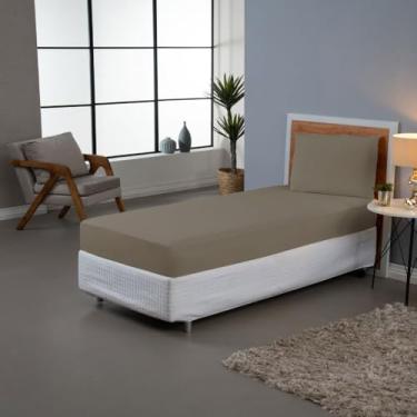 Imagem de Jogo de Lençol Dia a Dia Percal 180 Fios, Solteiro, 2 Peças, Liso (Marrom)