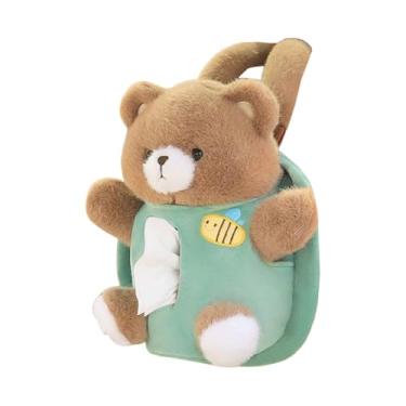 Imagem de Shakven Caixa de tecido de pelúcia do banco traseiro, suporte de tecido de pelúcia para carro | Porta-guardanapo traseiro do assento da caixa de tecido do carro de pelúcia,Dispensador de guardanapo de