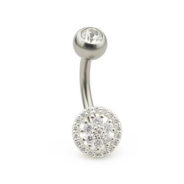 Imagem de Piercing de Umbigo Redondo Cravejado em Prata 925 Legítima - Princesa 