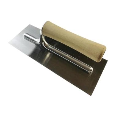 Imagem de KiBcsLic Desempenadeira de gesso com cabo ergonômico, fácil de usar, em aço inoxidável, ideal para acabamento em alvenaria e construção.