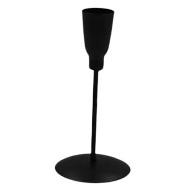 Imagem de KiBcsLic Suporte para vela, castiçal, para sala de jantar, versátil para banquetes e festas, decoração de lareira, peça central de mesa, ornamento de ferro, Preto Liso