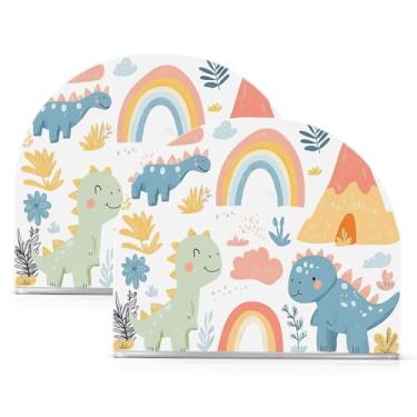 Imagem de Wassud Porta-guardanapos acrílico de dinossauro fofo, dispensador de guardanapo de papel moderno em forma de U para mesa, cozinha, sala de jantar, bancada 2 peças (comporta 50-60 guardanapos)