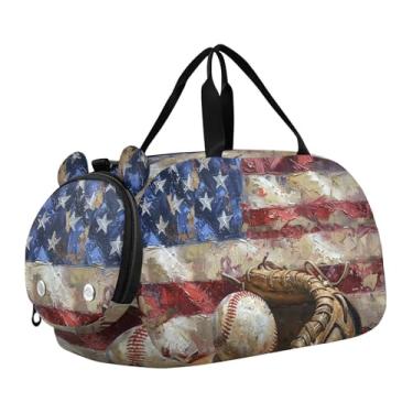 Imagem de CEBUGI Bolsa esportiva para meninas, meninos, luva de beisebol e bola, bolsa de ginástica, bolsa de viagem com compartimento para sapatos, bolsa de fim de semana