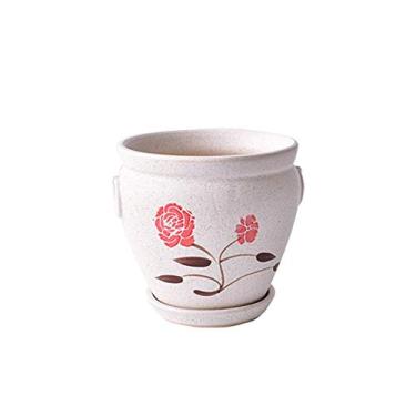 Imagem de uhyOHF Vaso de cerâmica para suculentas para casa, simples, criativo, personalidade, cacto, verde, flor, verde, plantador decorativo para casa, escritório, cozinha, quarto, decoração (estilo 1-A