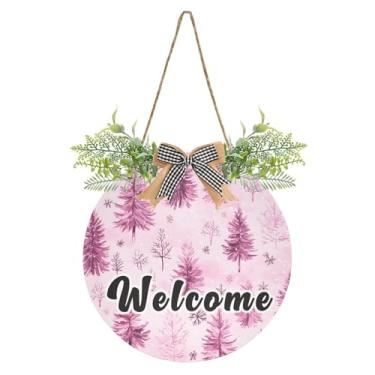 Imagem de YETTASBIN Placa de boas-vindas para árvores de Natal, placa impermeável para pendurar na parede, guirlanda decorativa para inauguração de casa, quintal, jardim, decoração de férias, 30 x 30 cm