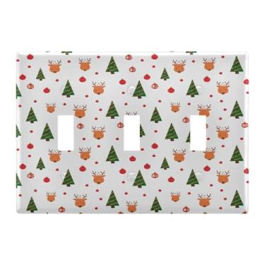 Imagem de Burbuja Capa de placa de parede para interruptor de luz de veado de árvore de inverno, placa decorativa de parede, parafusos incluídos, 3 faixas
