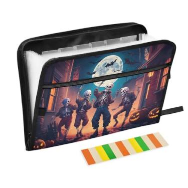 Imagem de CEBUGI Pasta expansível com 13 bolsos, organizador de arquivos sanfonado à prova d'água com etiquetas tamanho A4, organizador de documentos de papel para escola, material de escritório, esqueletos