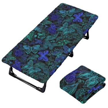 Imagem de Burbuja Lençol de berço de folhas de borboletas para crianças, lençol de cochilo acolchoado portátil com faixa elástica para meninas e meninos, lavável na máquina, 63,5 x 127 cm