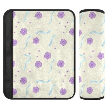 Imagem de Burbuja Fitas pastel flores almofadas de cobertura de cinto de segurança de carro macio conforto protetor de cinto de segurança de carro para alça de ombro de assento, 1 par pequeno