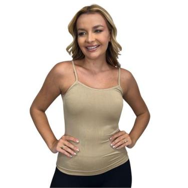 Imagem de Blusa Alcinha Feminina Regata Zee Rucci Poliamida Sem Costura, Bege, M