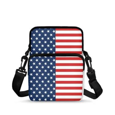 Imagem de CLOHOMIN Bolsa mensageiro pequena para mulheres e homens, bolsa para celular, carteira, bolsas pequenas da moda, pochete bolsa mensageiro, Bandeira americana
