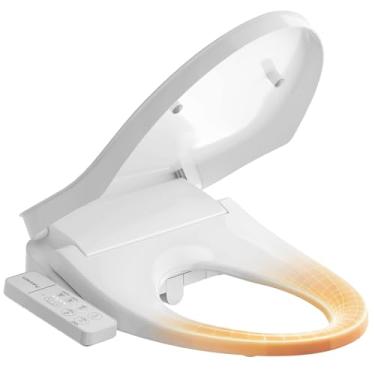 Imagem de Assento sanitário inteligente aquecido com lavagem e secadora feminina, bidê alongado com temperatura de água ajustável, pressão e posição do bocal, fácil instalação e tampa de fechamento suave para