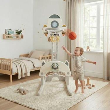 Imagem de Centro de Atividades Multiesporte Infantil 3 em 1 (Basquete, Argolas e