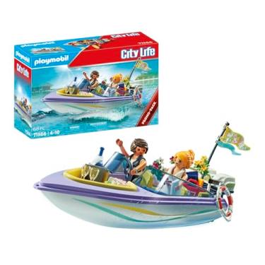 Imagem de PLAYMOBIL City Life 71366 Promo Packs passeio largo na lua de mel, viagem romântica de barco, lua de mel maravilhosa após um casamento de sonho, brinquedos para crianças a partir de 4 anos