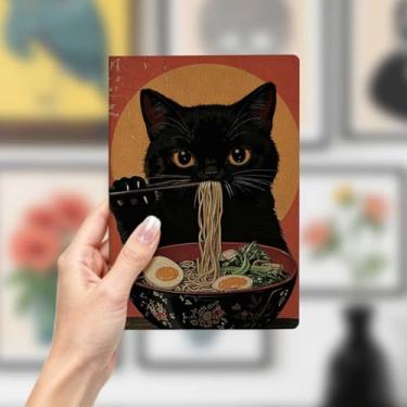 Imagem de Caderno de couro de gato, caderno A5 para anotações de escritório, agenda de 21 x 14,7 cm, agenda, diário de viagem, coisas de gato, presentes para amantes de gatos 31