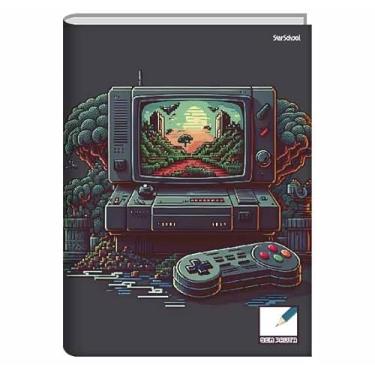 Imagem de Starschool – Caderno Universitário Capa Dura Brochura sem pauta game | 80 Folhas Lisas p/Desenho e Sketchbook | Tema Gamer e Estudo Criativo