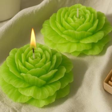 Imagem de Vela Flor Rosa Peônia 100g Kit 10 Unidades Premium Eventos Decoração Lembrancinhas Romântica (Verde)